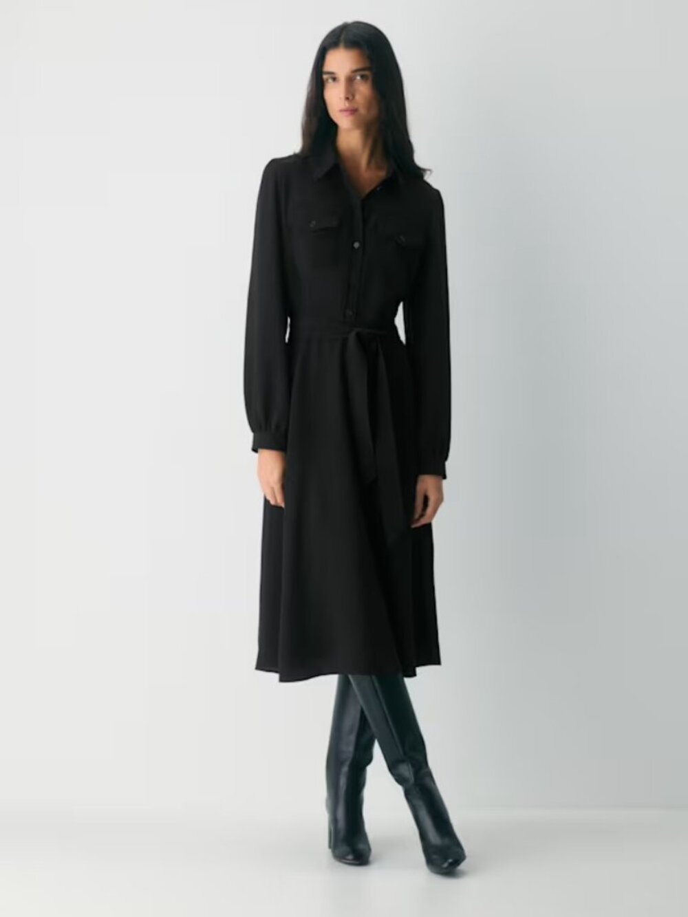 Aritzia | Wilfred Songbird Dress, Black, Long Sleeve